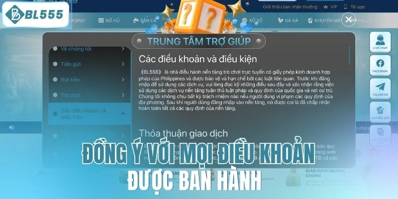 Đồng ý với mọi điều khoản được ban hành